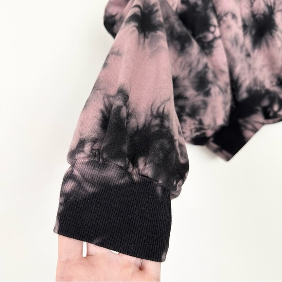Young Fabulous & Broke Raissa Pink Black Tie Die Hoodie Snap Button Sleeves - Picture 5 of 12